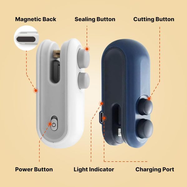 2-in-1 Mini Heat Sealing & Cutting Machine – USB Rechargeable Food Sealer