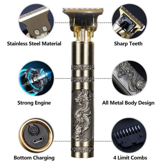 Rechargeable Metal Hair Trimmer – 5W Power, 1200mAh Battery | Titanium Blade, 60-Min Use | Precision Grooming Tool