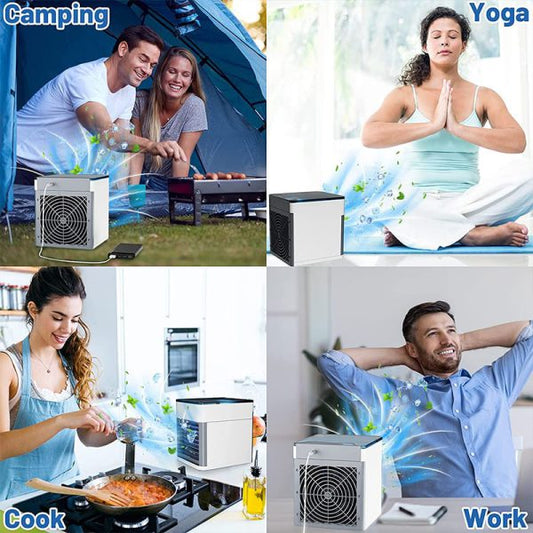 Mini Portable USB Air Conditioner & Cooling Fan – 3-Speed Air Cooler, Humidifier & Purifier | Compact Desktop Fan (Random Color)